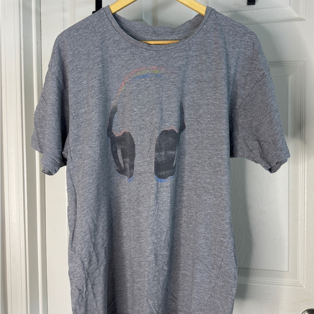 Grey S/S T-Shirt with Headphone Graphic, XL